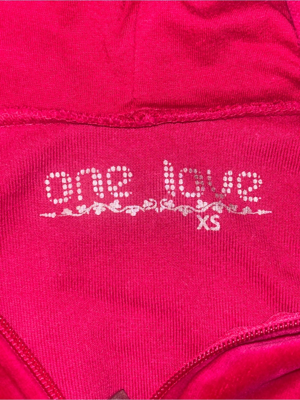 Vintage Y2K One Love Hot Pink Velour Rhinestone Hoodie Flare Pants Set Small XS - Picture 15 of 16